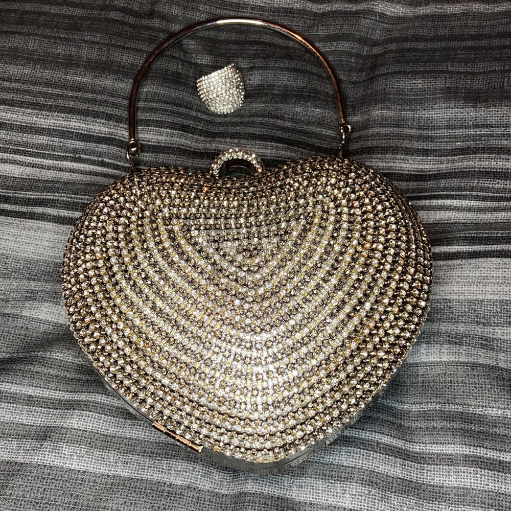Heart diamond clutch and ring combo